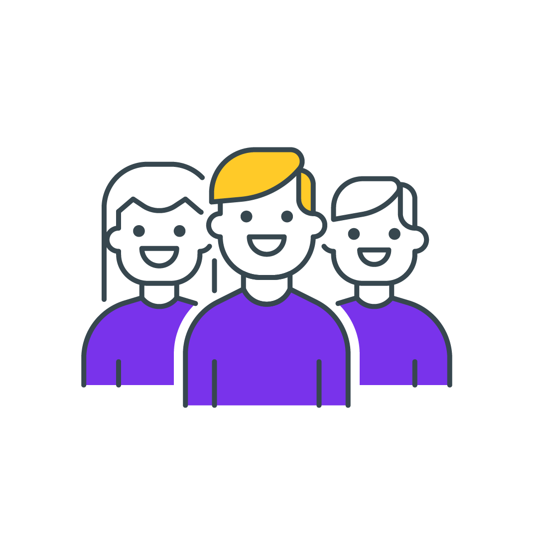 Graphic of three people